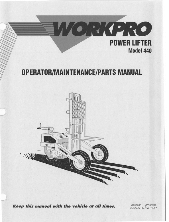 Product picture WORK PRO440 POWERLIFTER SERVICE MAINTENANCE MANUAL